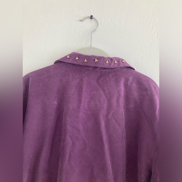 Vintage 100% Silk Purple Beaded Zip Up Jacket Long Sleeve by Atlantic Beach - Picture 9 of 12